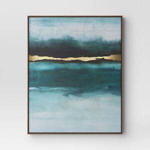 Threshold - 24"x30" Jewel Tone Abstract Canvas Framed Art - Th Blue